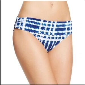 NWT La Blanca Moody Foldover Shirred Midnight Tie Die Bikini Bottom Greece Sz 6